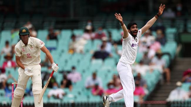 Jasprit Bumrah traps Cameron Green lbw for a duck. Picture: Getty Images