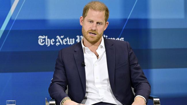 Prince Harry, Duke of Sussex, speaks onstage during The New York Times Dealbook Summit 2024 at Jazz at Lincoln Centre in New York City. Picture: Getty Images for The New York Times