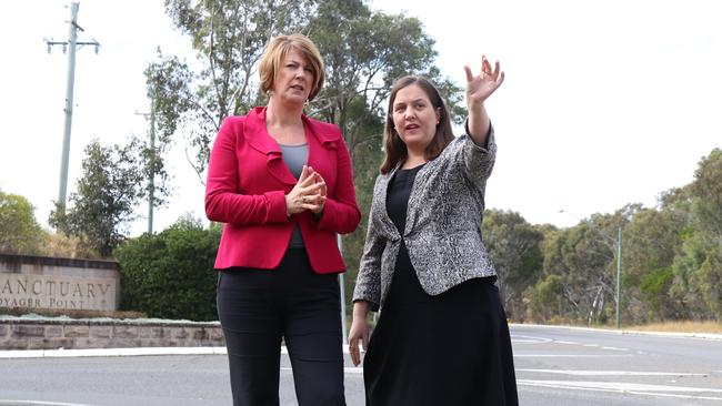 NSW Roads Minister Melinda Pavey and Holsworthy state Liberal MP Melanie Gibbons at The Avenue and Heathcote Rd intersection.