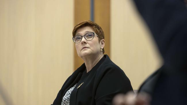 Senator Marise Payne appears during estimates in Parliament House, Canberra. Picture: NCA NewsWire / Gary Ramage