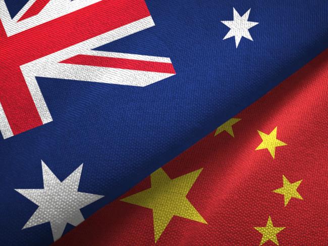 China and Australia flag together realtions textile cloth fabric texture