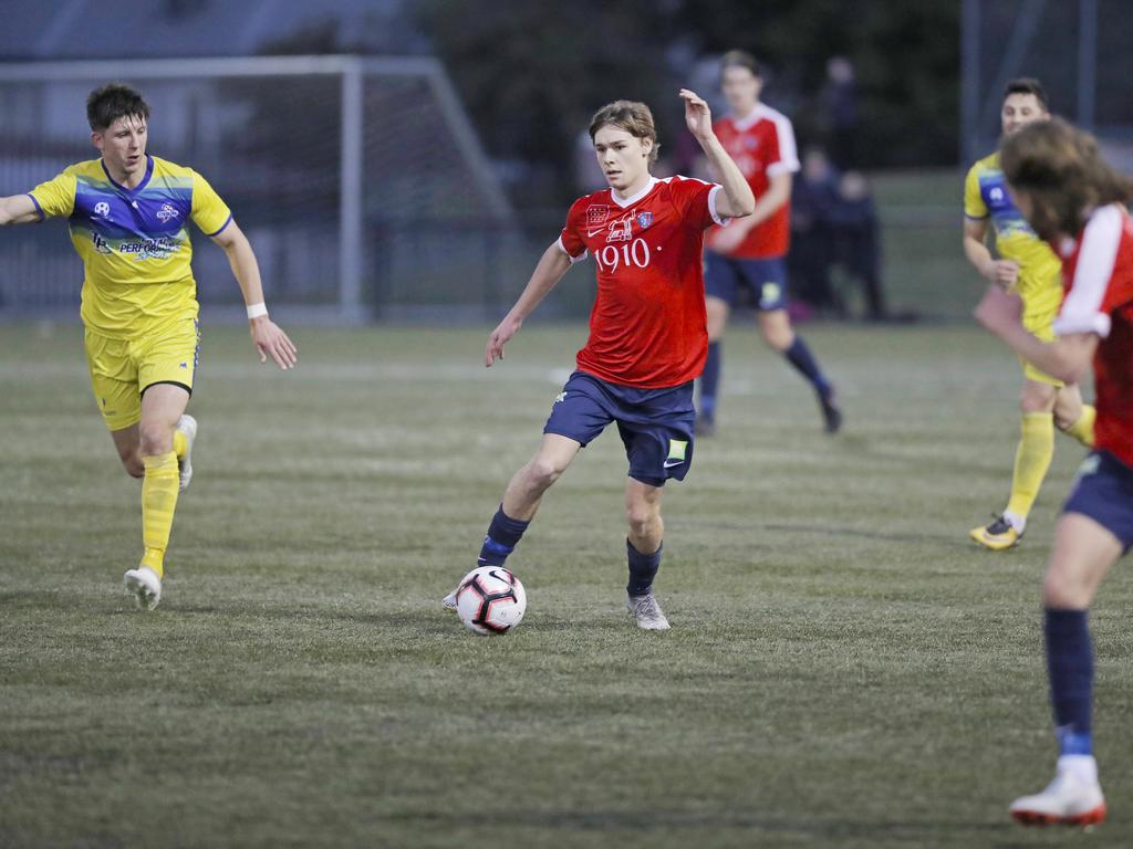 Lokoseljac Cup Final at KGV. Devonport Strikers versus South Hobart. South Hobart's Bradley Lakoseljac makes a run forward. Picture: PATRICK GEE