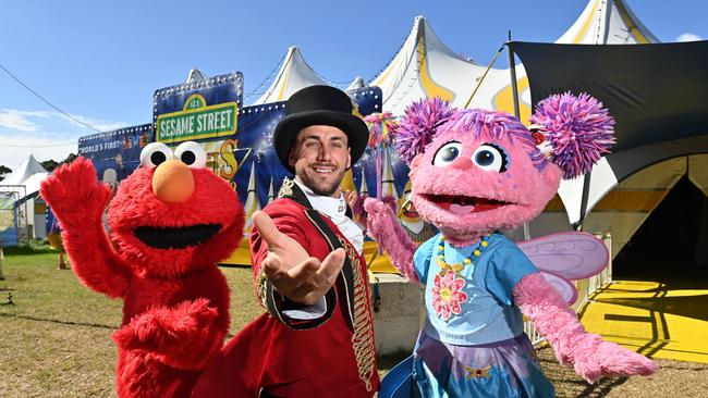 The Sesame Street Circus Spectacular by Silvers – including Ring Master Michael Keen with Elmo and Abby Cadabby. Picture: Keryn Stevens