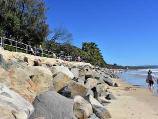 EROSION: It's deja vu at Noosa Main Beach as recent huge swell has once again striped sand from the beach. Picture: Caitlin Zerafa