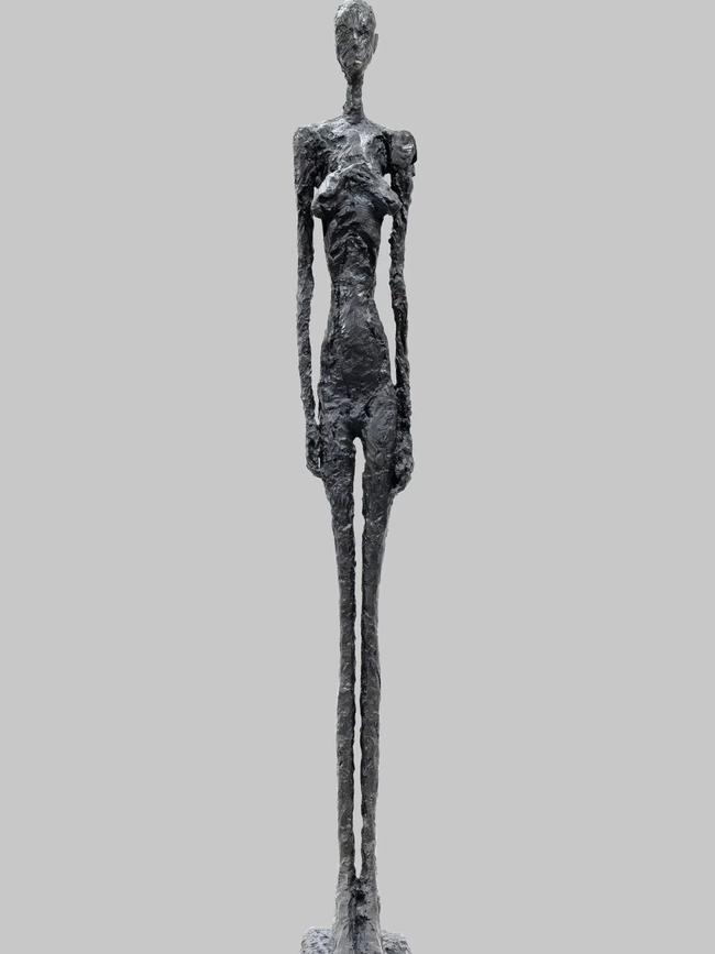 A view of Alberto Giacometti's 1960 sculpture, Tall nude standing III.