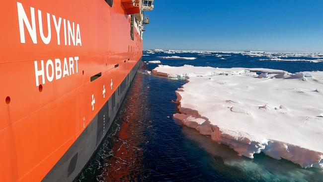 RSV Nuyina nears Davis research station on its first voyage to Antarctica. Picture: Pete Harmsen/AAD