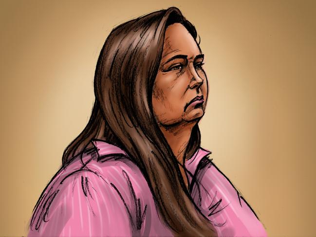 A court sketch of accused mushroom cook killer Erin Patterson. Picture: Paul Tyquin