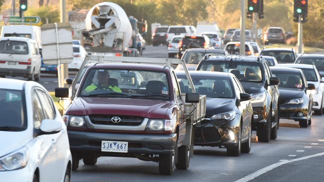 Traffic congestion on the South Gippsland Highway. Picture: Lawrence Pinder