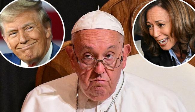 After much pontification, Pope Francis could not decide who was the lesser of two evils, Donald Trump or Kamala Harris. Picture: AFP