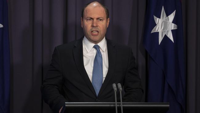 Treasurer Josh Frydenberg delivers the latest growth figures. Picture: Gary Ramage