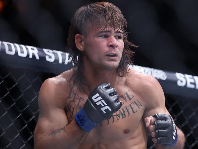 LAS VEGAS, NEVADA - JUNE 29: Diego Lopes of Brazil looks on during a lightweight bout during UFC 303 at T-Mobile Arena on June 29, 2024 in Las Vegas, Nevada. (Photo by Ian Maule/Getty Images)