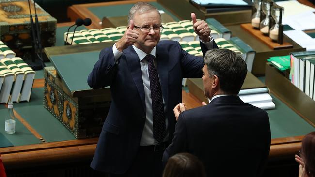 Opposition Leader Anthony Albanese after his budget reply speech in the House of Representatives in Parliament House, Canberra, on Thursday night. Picture: Gary Ramage