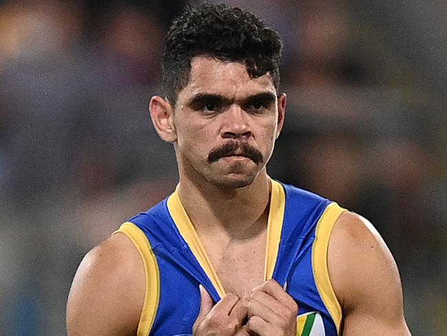 BRISBANE, AUSTRALIA - SEPTEMBER 04: Charlie Cameron of the Lions is dejected after the Lions were defeated by the Bulldogs during the AFL First Semi Final Final match between Brisbane Lions and the Western Bulldogs at The Gabba on September 04, 2021 in Brisbane, Australia. (Photo by Bradley Kanaris/Getty Images)