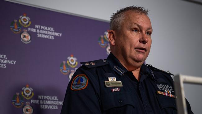 Superintendent Daniel Shean has hit out at those that continue to drive through floodwaters at the latest press conference on Ex-Tropical Cyclone Lincoln. Picture: Pema Tamang Pakhrin