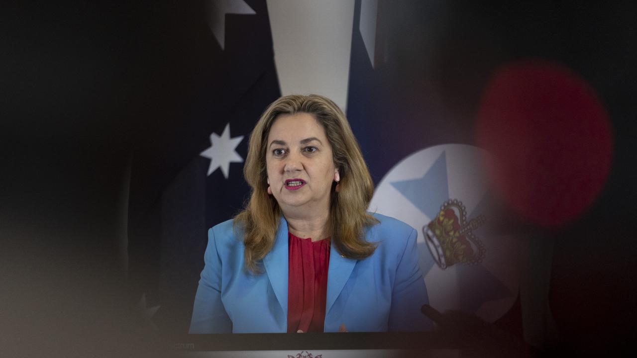 Premier Annastacia Palaszczuk addresses the media at a press conference after a report into state government and public service culture was released. Photo: Sarah Marshall