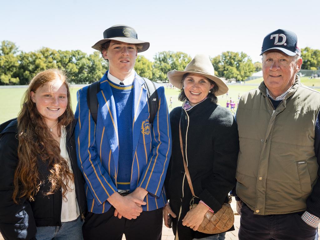 At Grammar Downlands Day are (from left) Jane, Harry, Natalie and Graeme Newnham at Toowoomba Grammar School, Saturday, August 19, 2023. Picture: Kevin Farmer