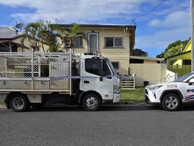 The crime scene at Peter St, North Rockhampton.