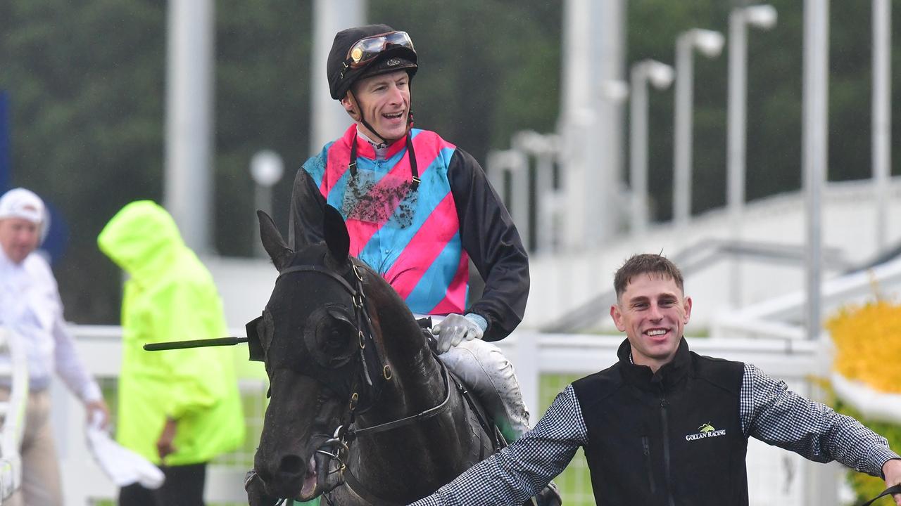 Blake Shinn after Antino destroyed his opposition in the Hollindale Stakes Trackside Photography.