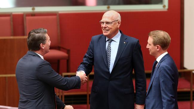 Senator Cory Bernardi with Jim Molan he is sworn in as a senator for NSW. The former soldier was widely respected within politics.