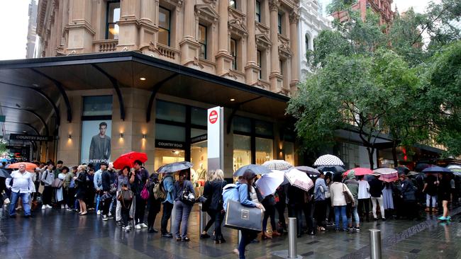 Large crowds flocked to the city H&amp;M store after its collection with Balmain launched. Picture: Stephen Cooper.