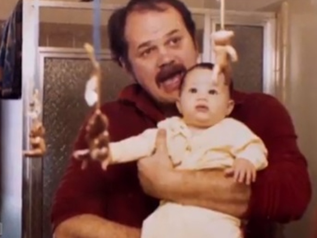 Thomas Markle with Meghan Markle when she was a baby in a old picture shown in his interview with the Nine Network's 60 Minutes. Picture: 60 Minutes/Nine Network