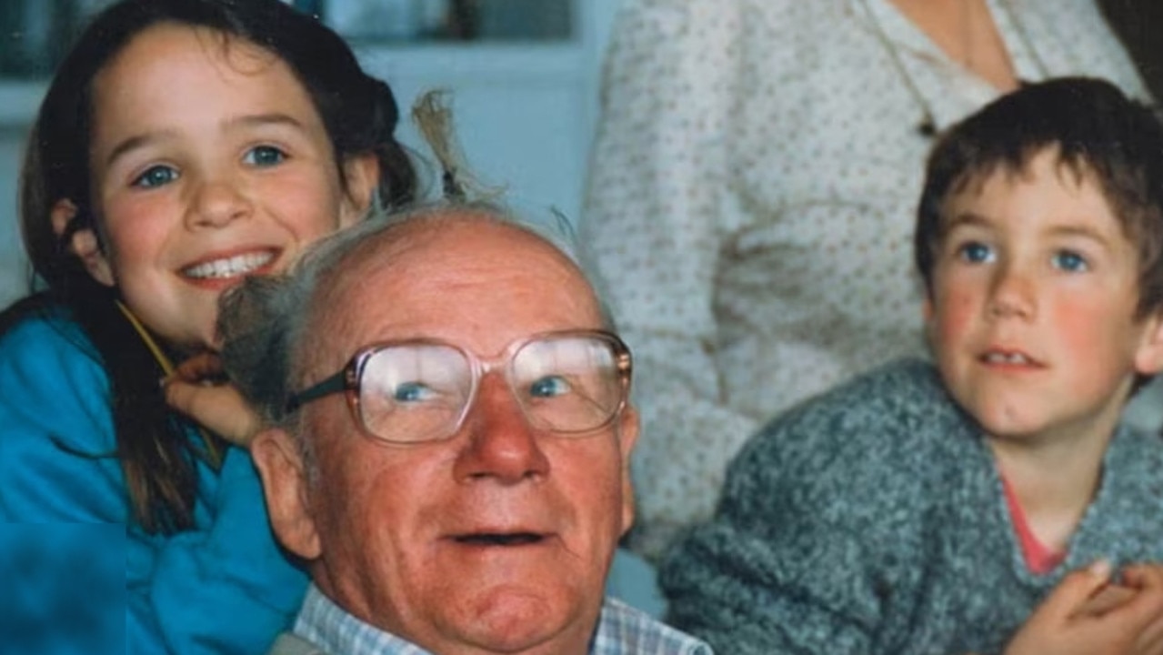 A young Greta with her brother Tom and their grandfather, Sir Donald Bradman. Picture: Supplied