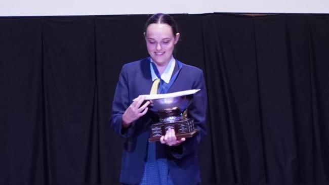 Immanuel Lutheran College captain Chloe Robinson received The Principal's Trophy for 2021.