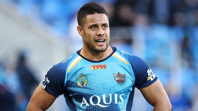 GOLD COAST, AUSTRALIA - AUGUST 26:  Jarryd Hayne of the Titanslooks on during the round 25 NRL match between the Gold Coast Titans and the Canterbury Bulldogs at Cbus Super Stadium on August 26, 2017 in Gold Coast, Australia.  (Photo by Brendon Thorne/Getty Images)