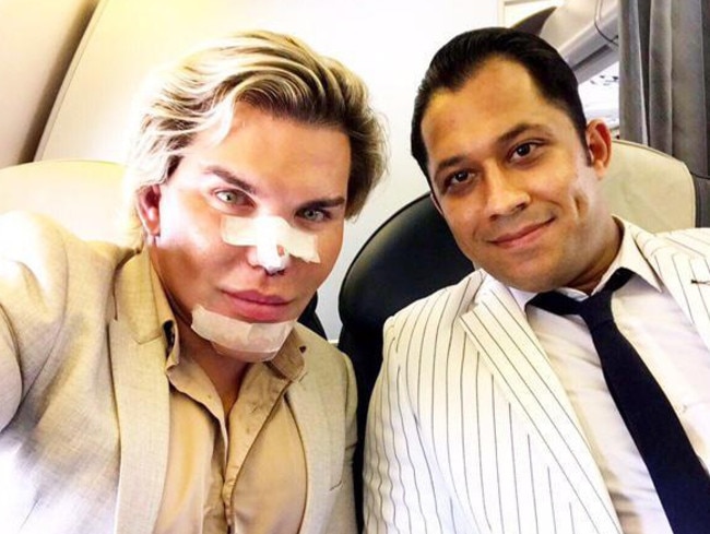 Rodrigo and one of his doctors flew to Tehran from Kish Island for his next lot of surgeries. Picture: Rodrigo Alves/Instagram