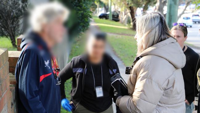 Sex crimes squad detectives arrest Wallsend man Stephen Barry Bush, 64, on July 6, 2023. He was later charged with using a carriage service to procure a child for sexual activity. Picture: NSW Police