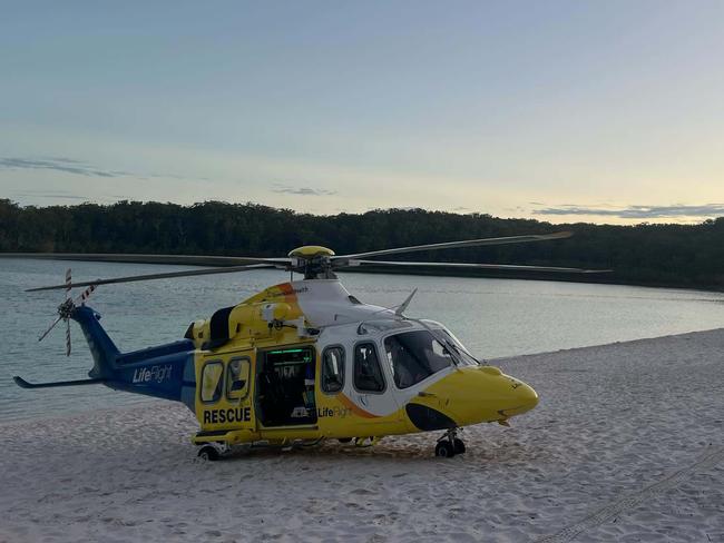 The Sunshine Coast LifeFlight aeromedical crew airlifted a teenager from K'gari late yesterday afternoon in the first of two missions on the coast. Picture: LifeFlight