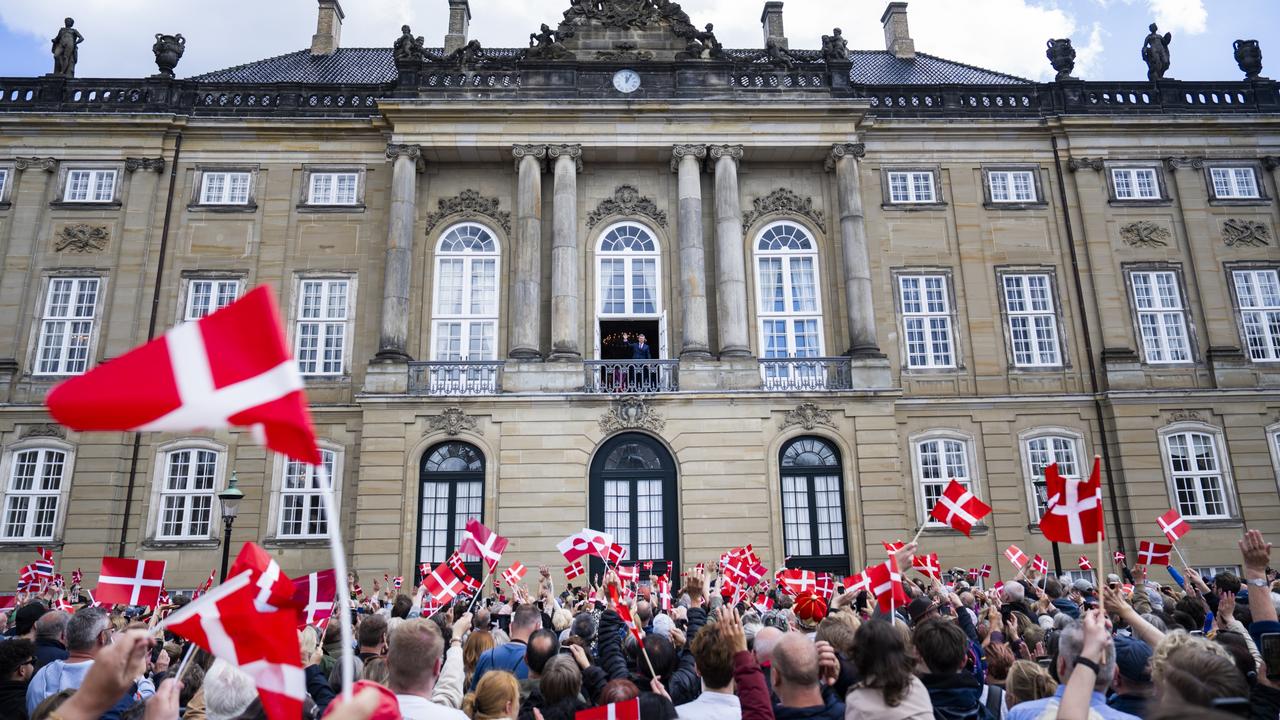 The public waved flags in celebration of the King’s birthday. Picture: Martin Sylvest Andersen/Getty Images