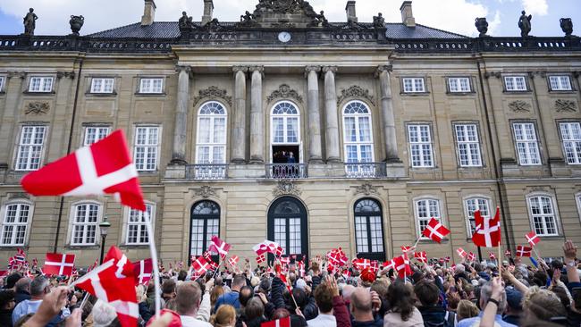 The public waved flags in celebration of the King’s birthday. Picture: Martin Sylvest Andersen/Getty Images