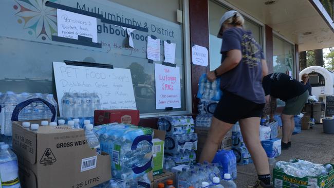 People with much-needed goods and offering other help flocked to the Mullumbimby Civic Hall during the flood disaster response on Friday, March 4, 2022. Picture: Liana Boss