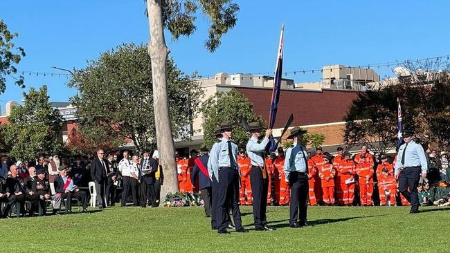 Air force Cadets bearing the Australian flag at Mawson Park. Picture: Facebook