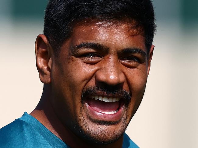 SAINT-ETIENNE, FRANCE - SEPTEMBER 05: Will Skelton looks on during a Wallabies training session ahead of the Rugby World Cup France 2023, at Stade Roger Baudras on September 05, 2023 in Saint-Etienne, France. (Photo by Chris Hyde/Getty Images)