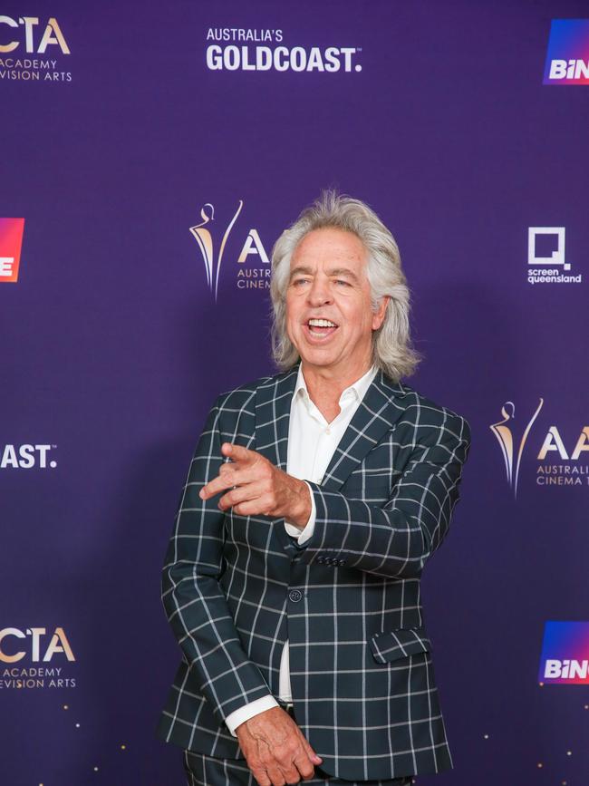 Brian Nankervis arrive on the Red Carpet at the 2024 Aacta Awards at HOTA on the Gold Coast. Picture: Glenn Campbell