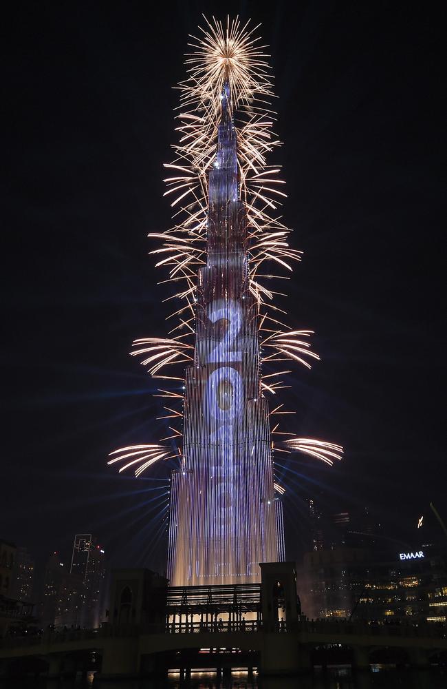 Fireworks explode at the Burj Khalifah, said to be the world’s tallest building, on New Year's Eve to welcome 2019 in Dubai. Picture: AFP