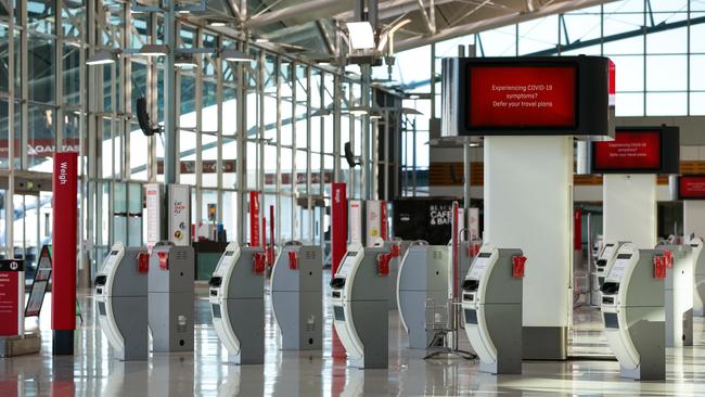 Arrivals of returning passengers into the Sydney International Airport have been reduced to a trickle. Picture: NCA NewsWire/ Gaye Gerard