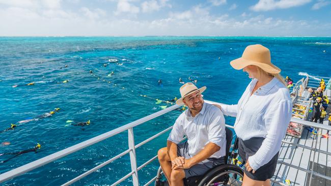 Quicksilver Cruises has a water-powered lift offering the opportunity to go snorkelling on the Great Barrier Reef. Picture: Supplied.