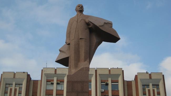 A statue of Vladimir Lenin in Tiraspol, the self-styled capital of Transnistria, a small pro-Russian region that broke away from the former Soviet republic of Moldova. Picture: Stanislav Dememsky