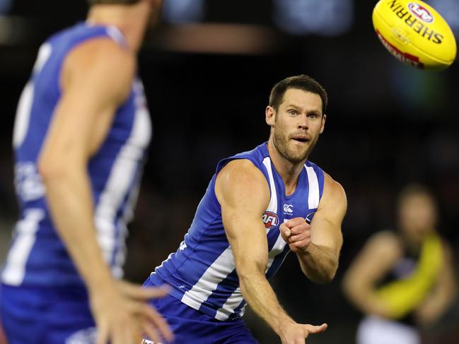 AFL Round 11. North Melbourne vs. Richmond at Etihad Stadium. North Melbourne's Sam Gibson . Pic: Michael Klein