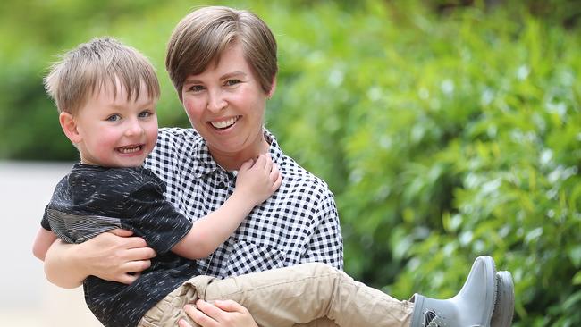 Bree Dunbar, pictured with son Ari, is urging other women to get help for depression and anxiety during pregnancy. Picture: Alex Coppel.