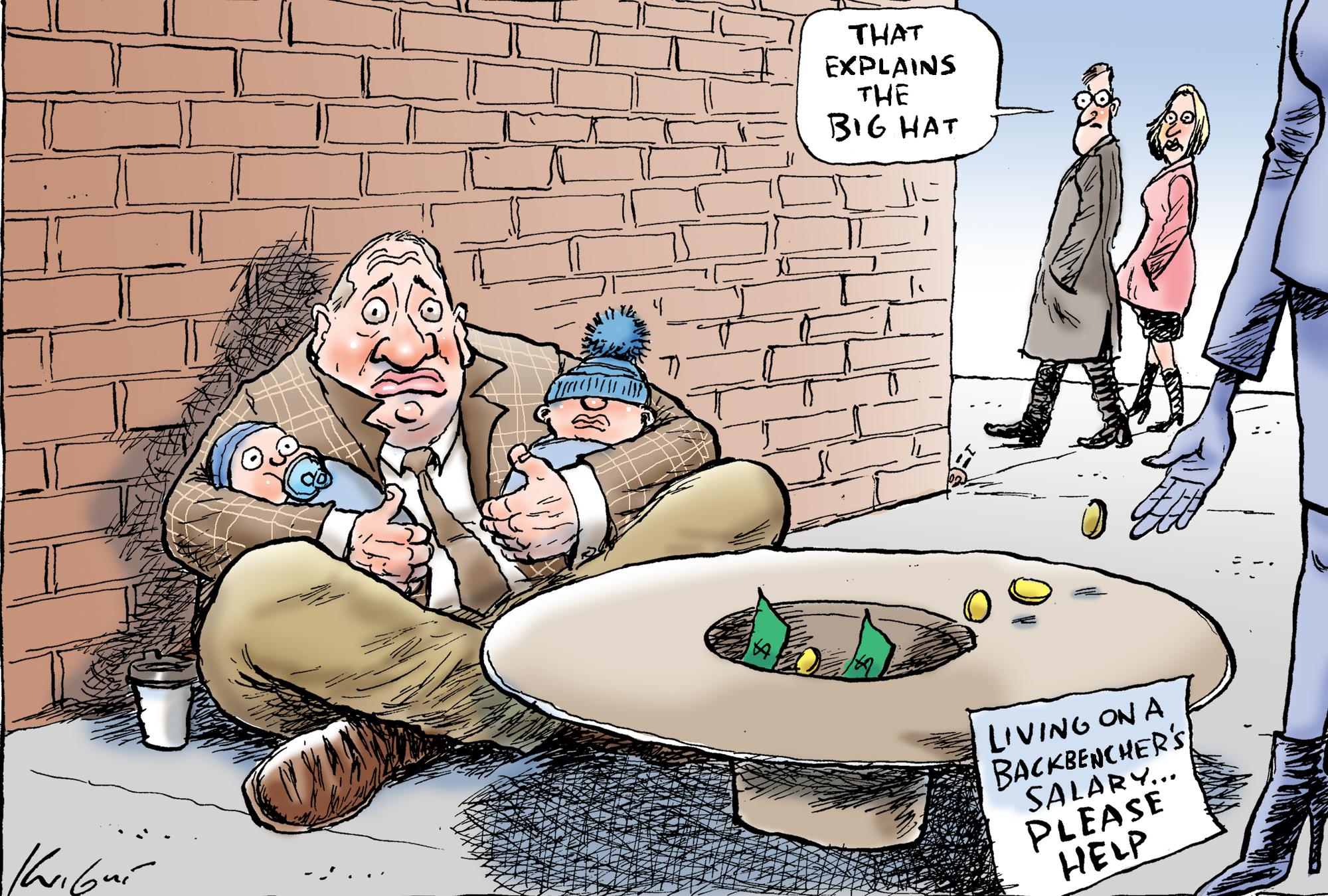 Mark Knight's cartoon on Barnaby Joyce crying poor on $200K a year