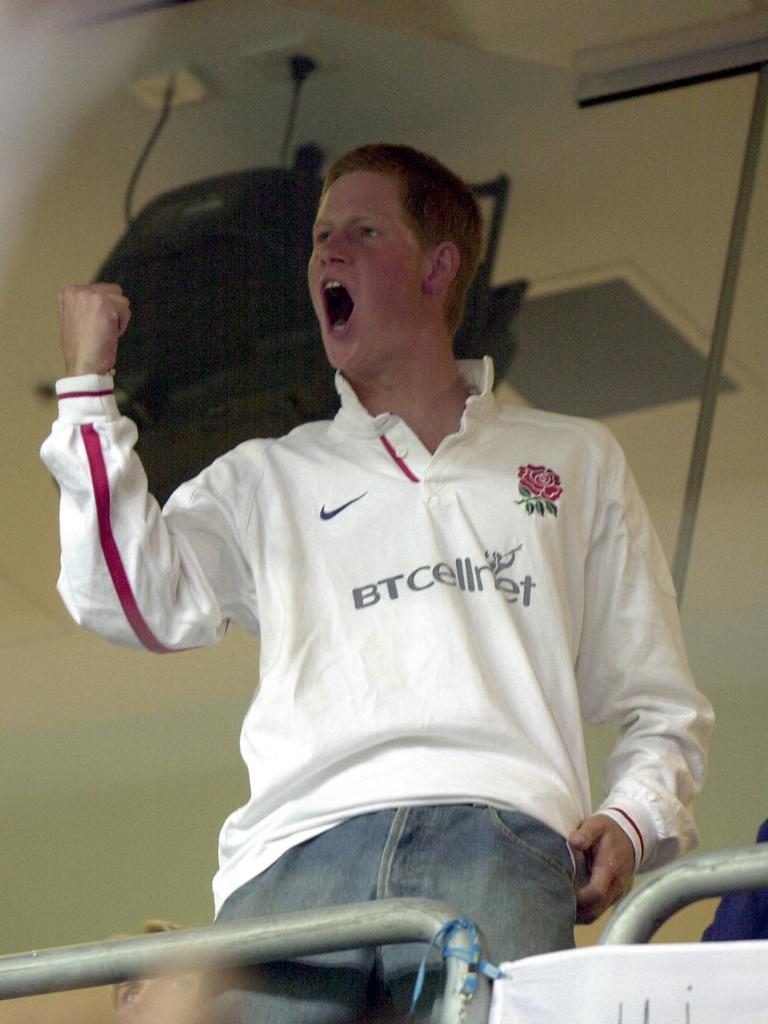 Prince Harry at Telstra Stadium in Sydney 16/11/03 during Rugby World Cup (RWC) semi final England v France. Picture: Craig Greenhill.