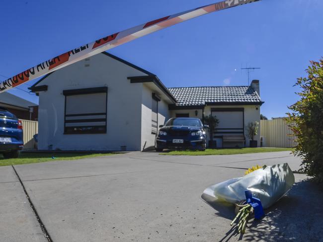 Door knocking the house of an arson attack on Wednesday morning. Three were seriously burned, one is critical. Apparently the mum lives there. 13 Calendar Pl, Woodville West SA 5011.Thursday 18 March 2021 Pic Roy VanDerVegt.