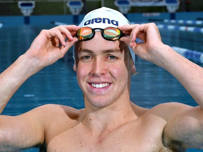 Olympic Swimming Prospect Samuel Short in the pool at Centenary Swimming Pool.Sunday April 4, 2021. Picture, John Gass