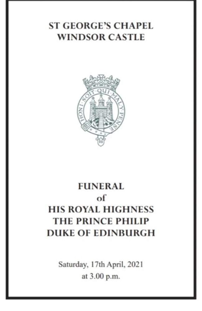 Prince Philip funeral - Order of service.