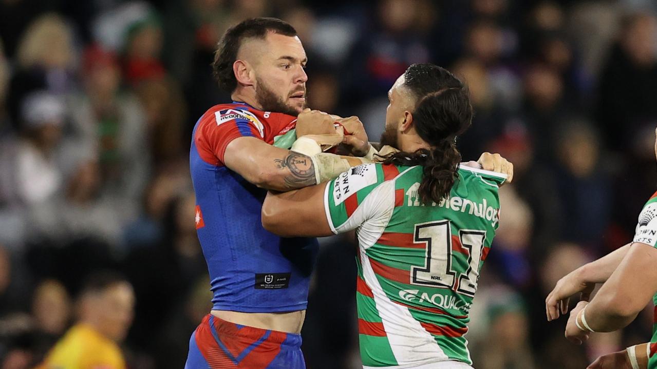 David Klemmer and Keaon Koloamatangi go at it. Picture: Ashley Feder / Getty Images