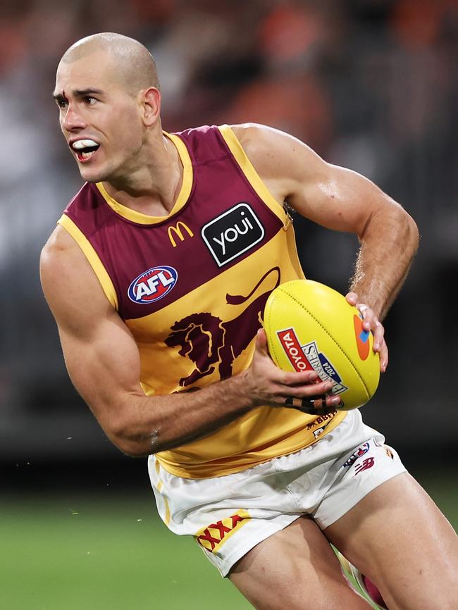 Starcevich in possession during Brisbane’s semi-final victory over GWS Giants. Picture: Matt King/AFL Photos/via Getty Images